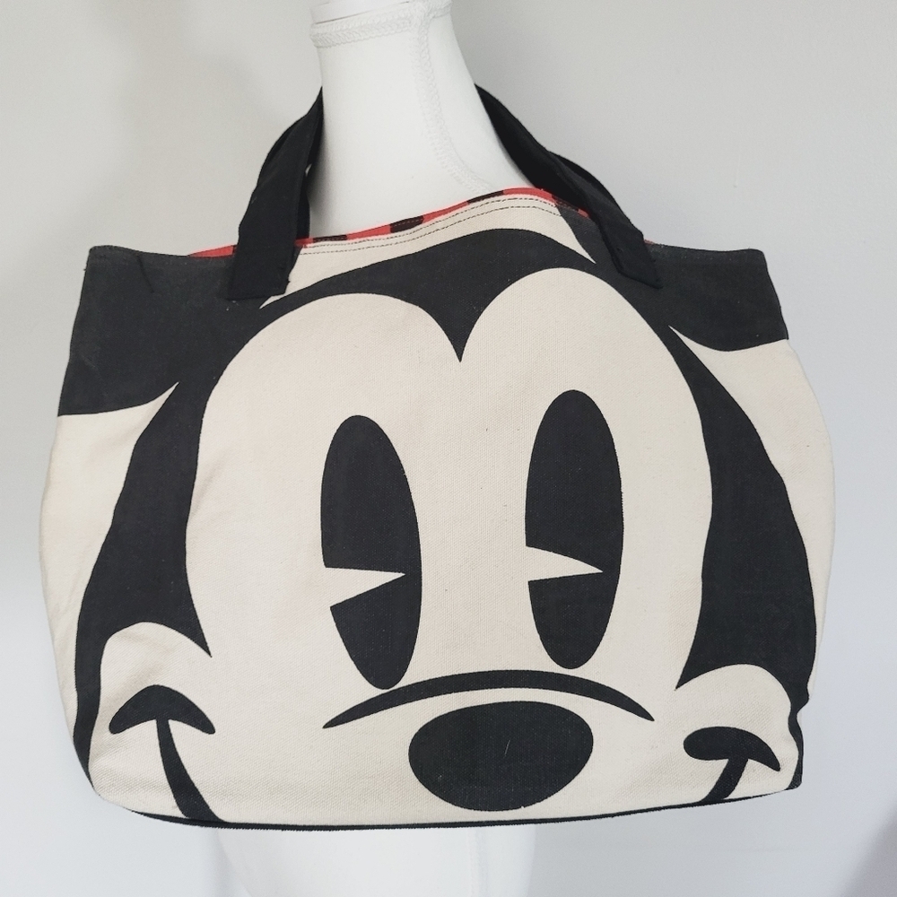 Mickey And Minnie Mouse The Disney Store Canvas Large Tote Lined - Picture 2 of 8